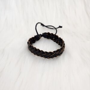 New Adjustable Black Braided Leather Bracelet